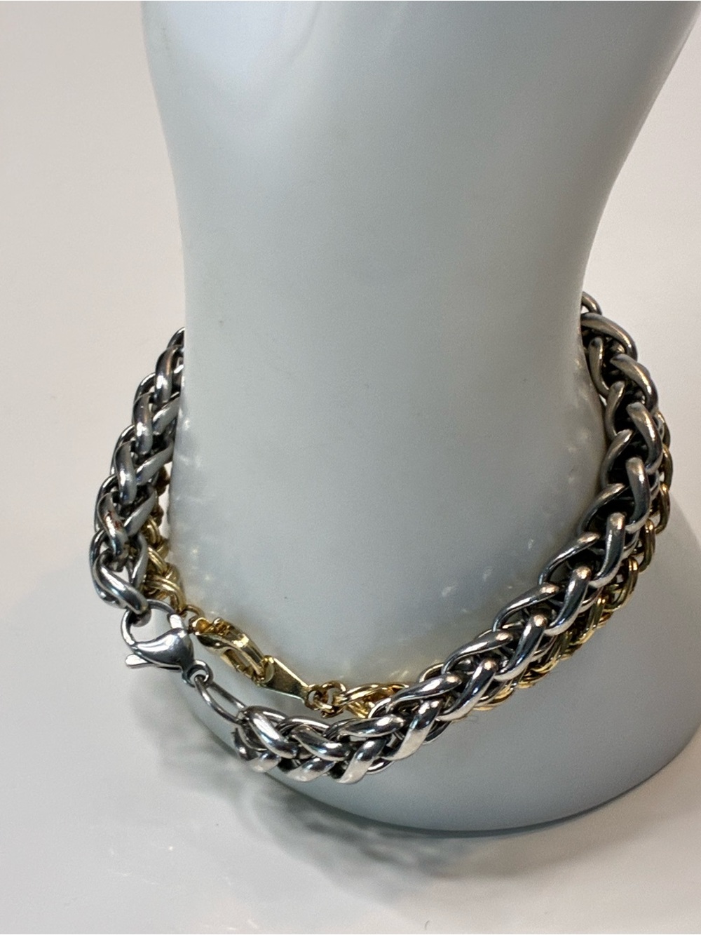 Gold and Silver Braided Rope Chain Bracelet High Low Timeless Every Day Easy - Picture 2 of 15
